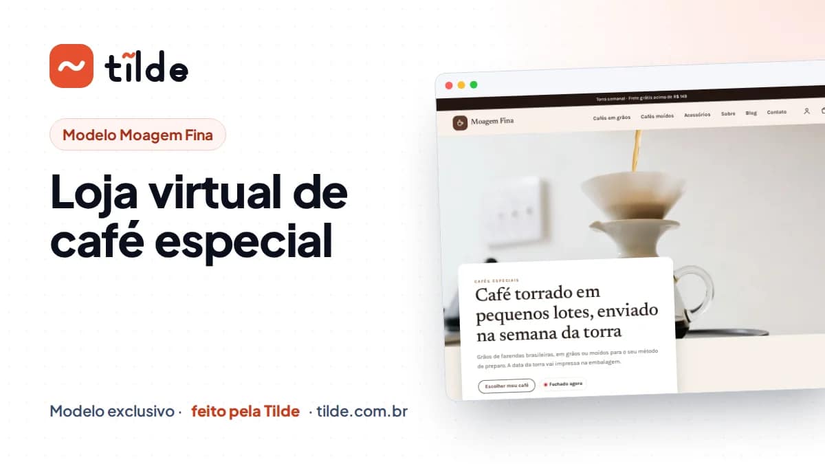 Capa com a marca Tilde e o título Loja virtual de café especial
