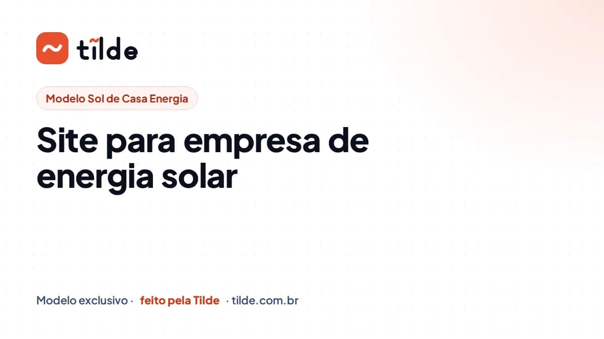 Capa com a marca Tilde e o título Site para empresa de energia solar