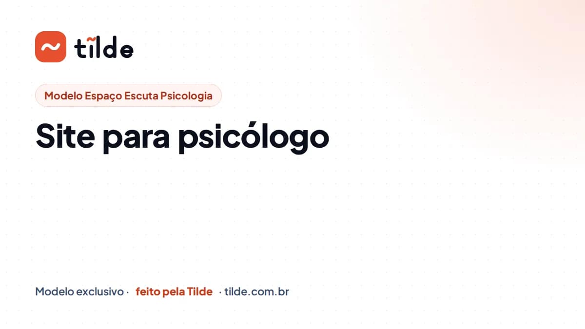 Capa com a marca Tilde e o título Site para psicólogo