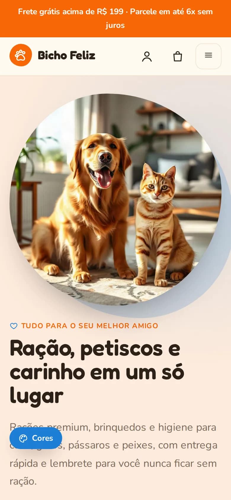 Bicho Feliz — pet shop no celular