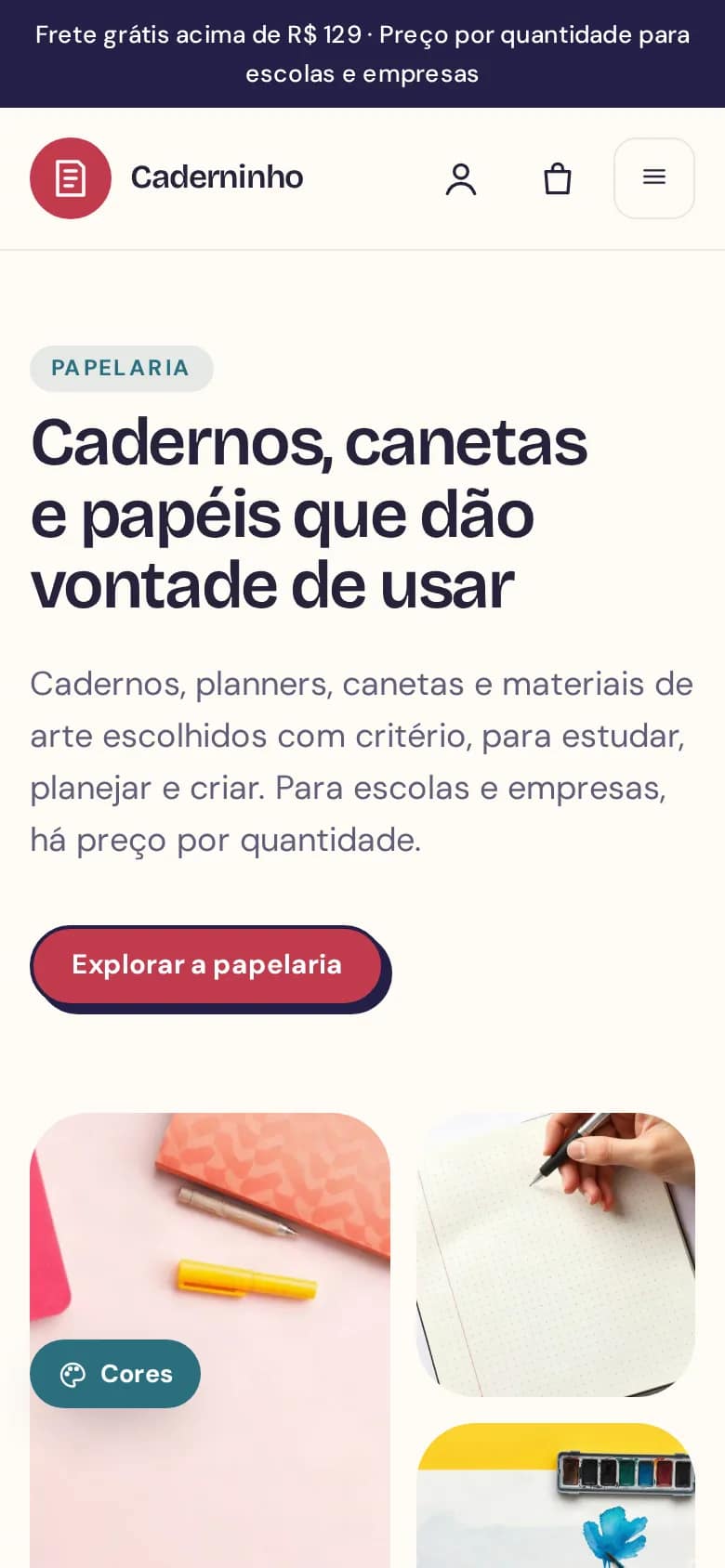 Caderninho — papelaria criativa no celular