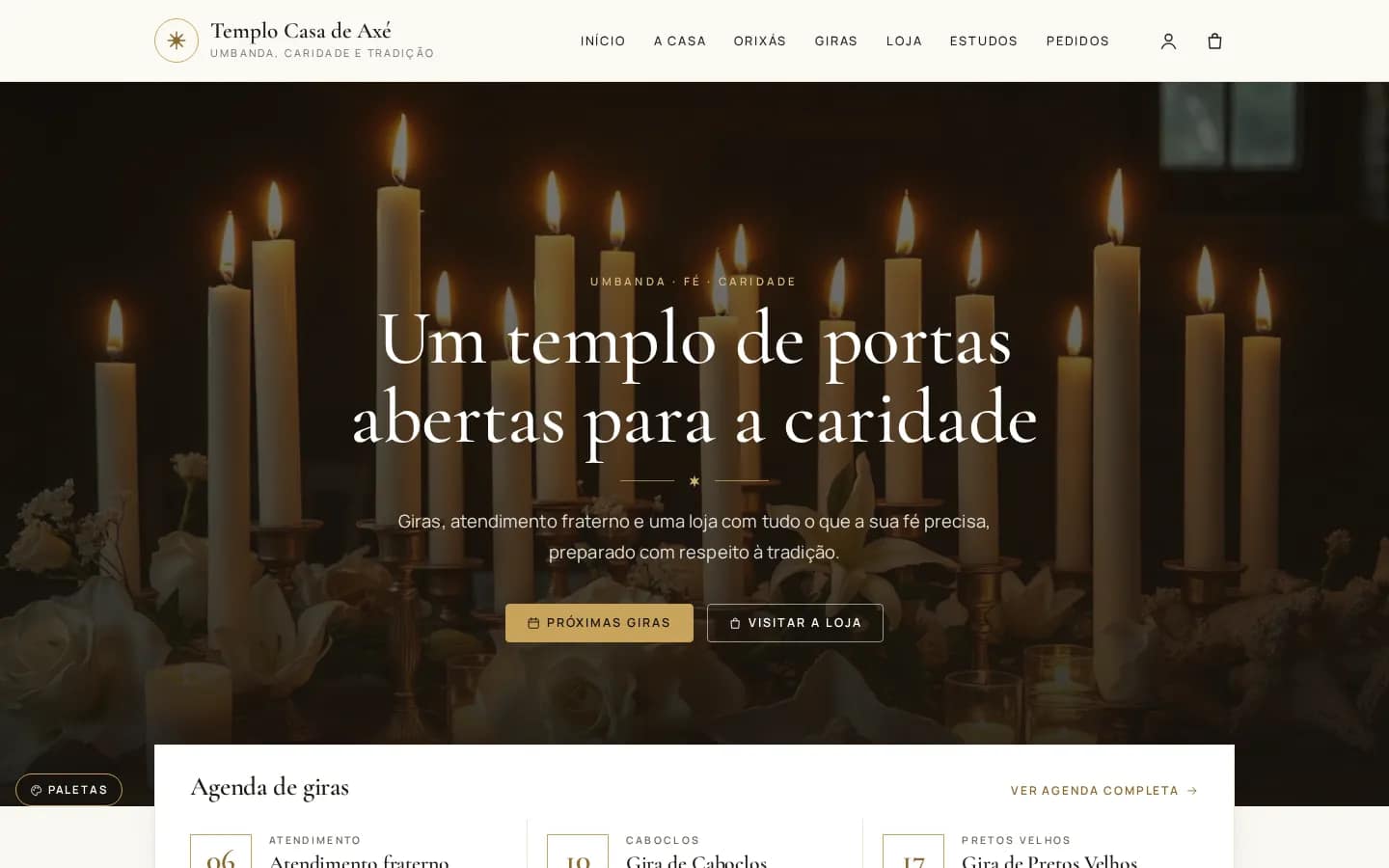 Casa de Axé — templo de Umbanda com loja