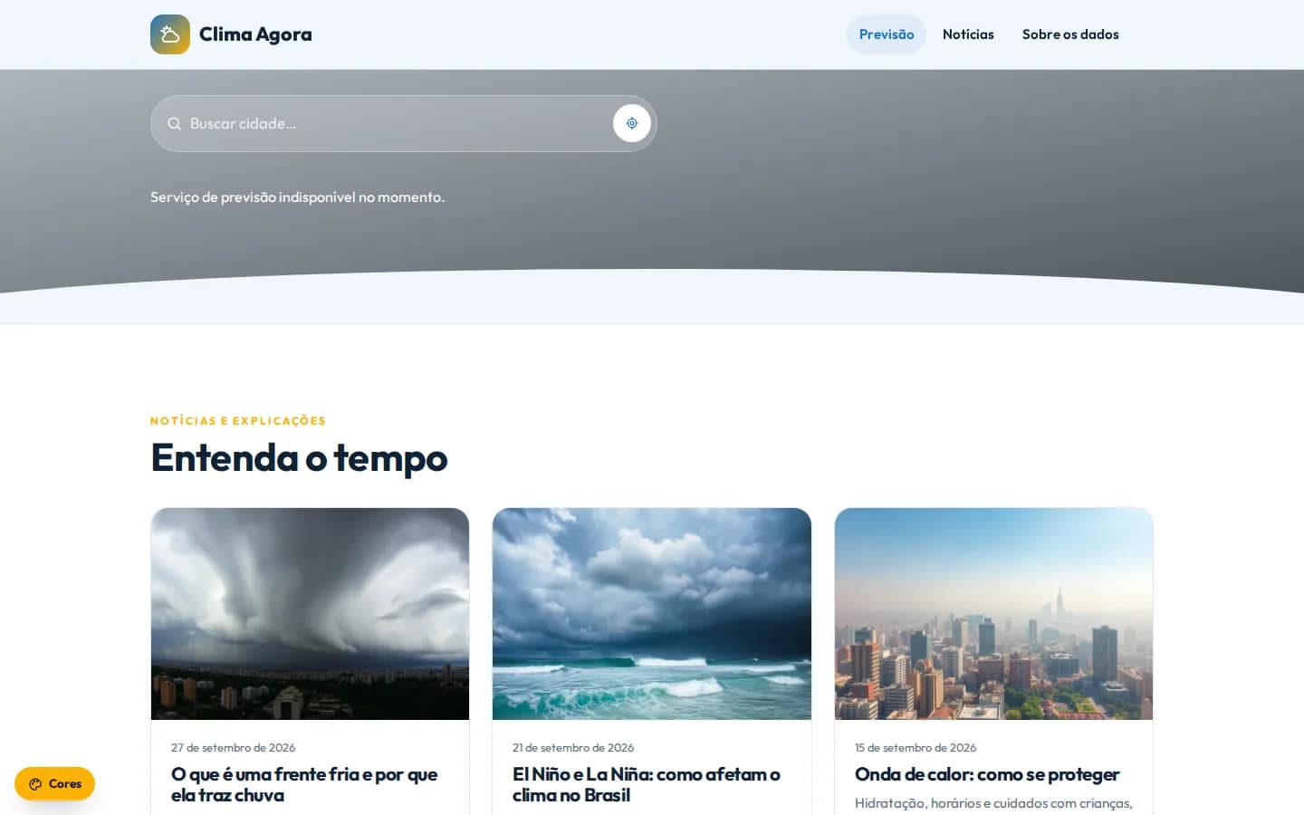 Clima Agora — portal de previsão do tempo