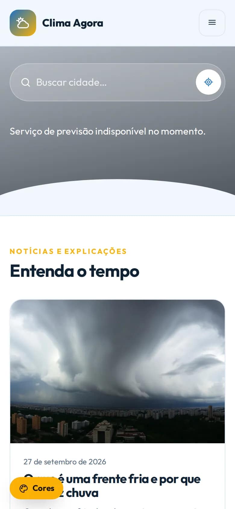Clima Agora — portal de previsão do tempo no celular