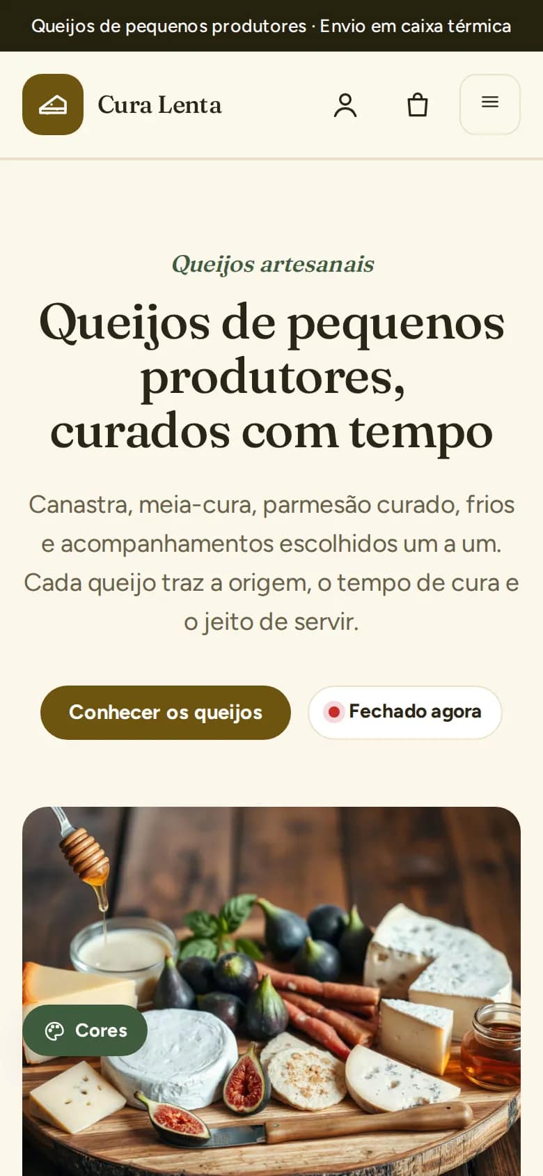 Cura Lenta — queijos e frios no celular