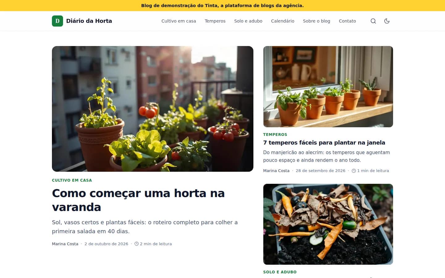 Diário da Horta — blog com painel próprio