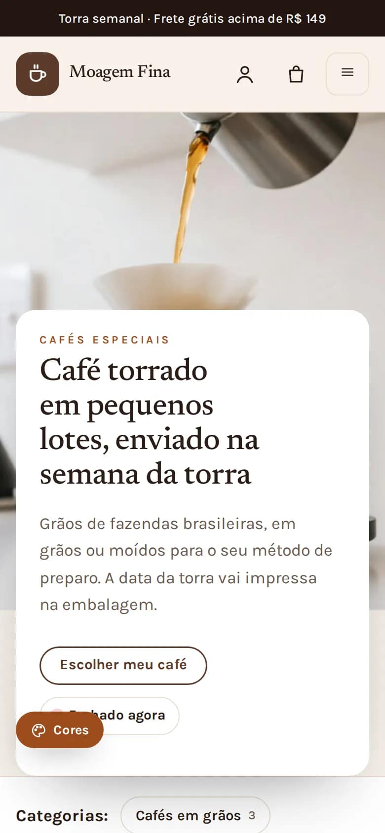 Moagem Fina — cafés especiais no celular
