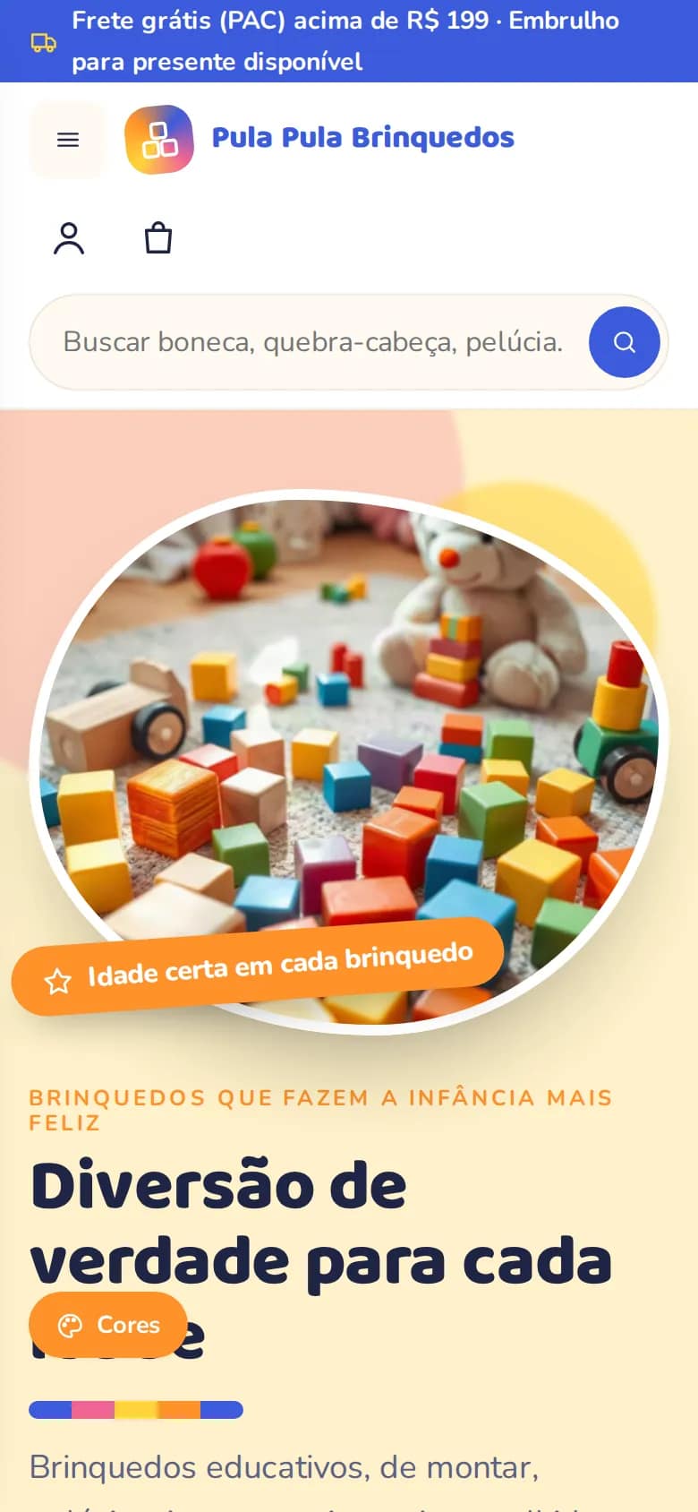 Pula Pula — loja de brinquedos no celular