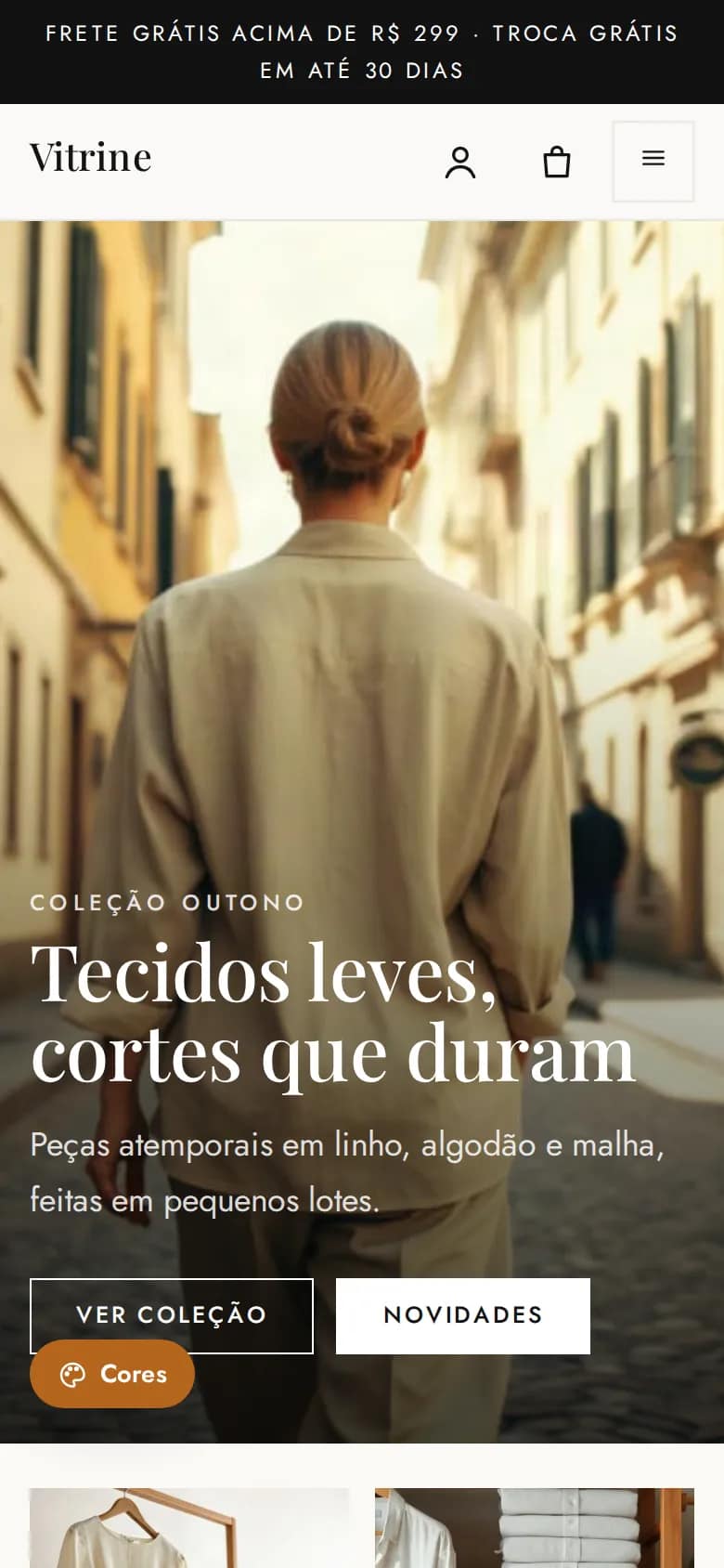 Vitrine — loja de roupas no celular